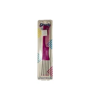 Vintage 1989 New Old Stock Goody Pink Comfor-Tip Hair Lift Pick Comb Combo 7204